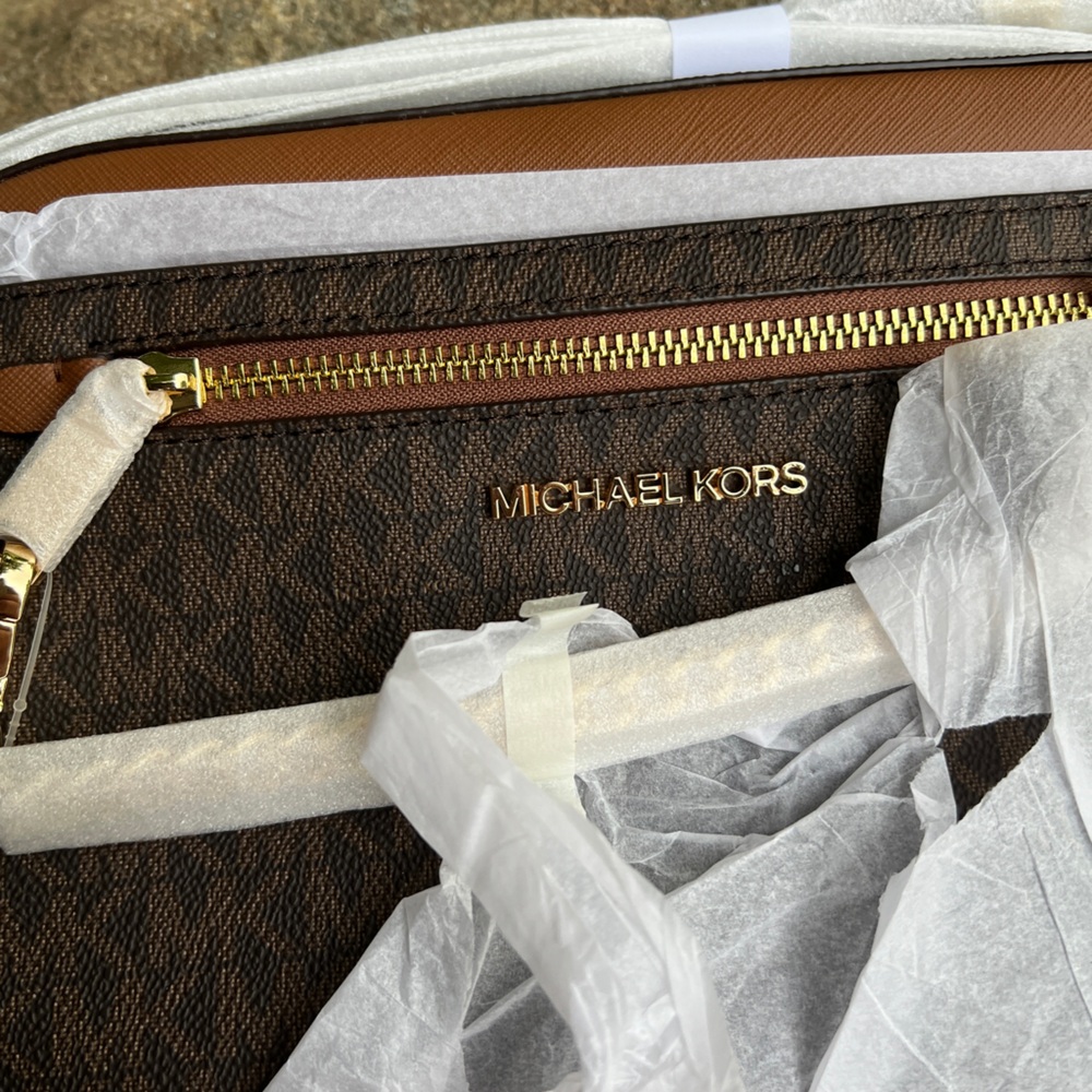 Michael Kors Chocolate Brown Tote with Gold Zipper